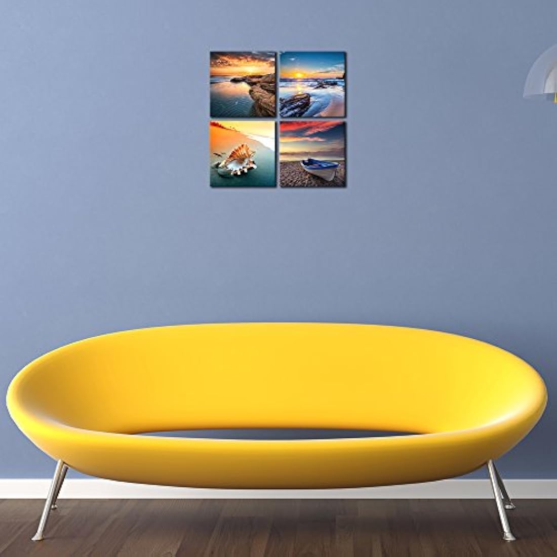 Cuadro sobre lienzo 4 paneles estirados y enmarcados