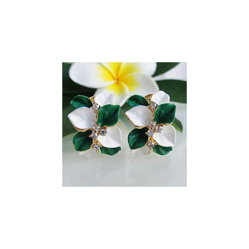 Aretes chapados en oro de 18 quilates de cristal blanco