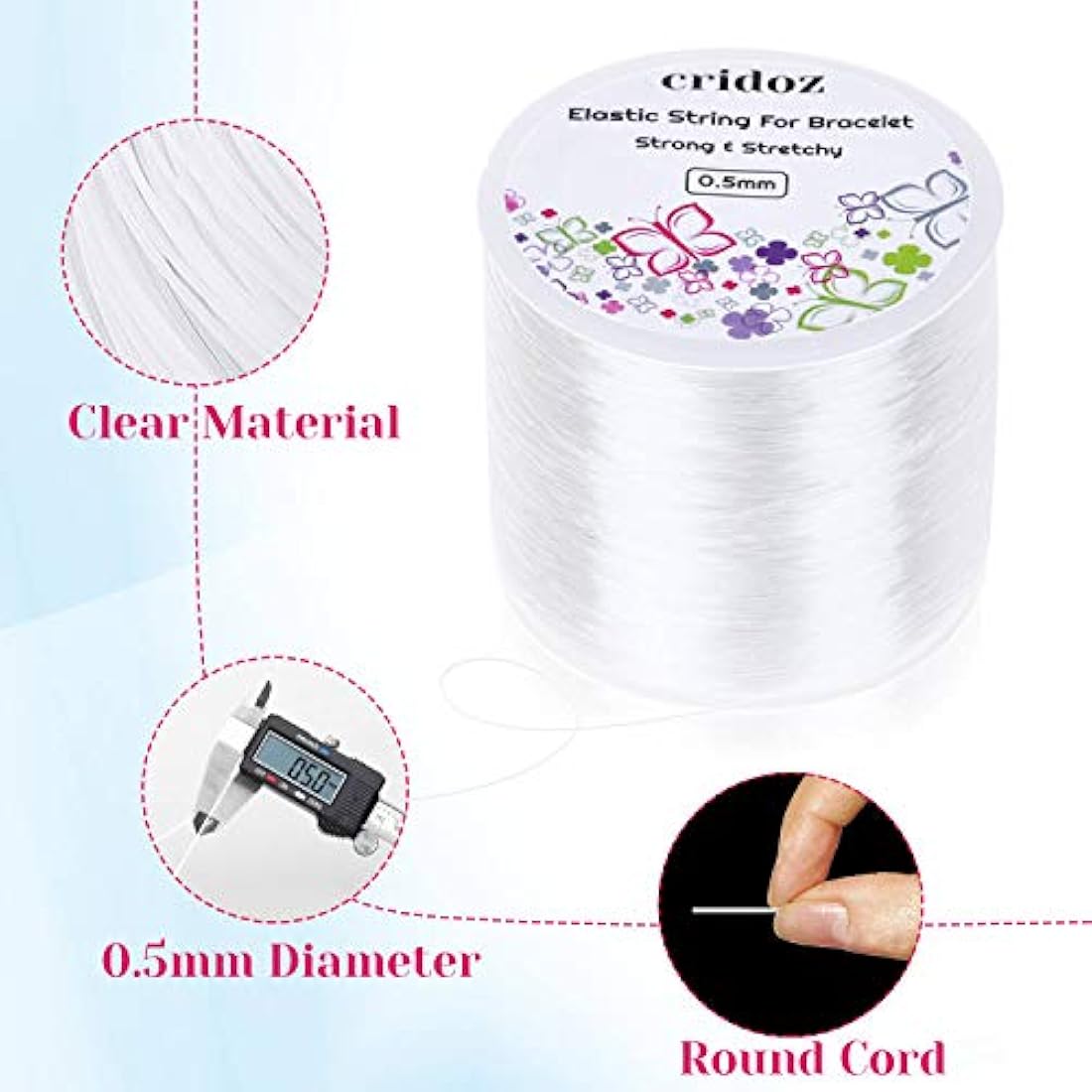 Cridoz - Cuerda elástica para pulseras con agujas de cuentas