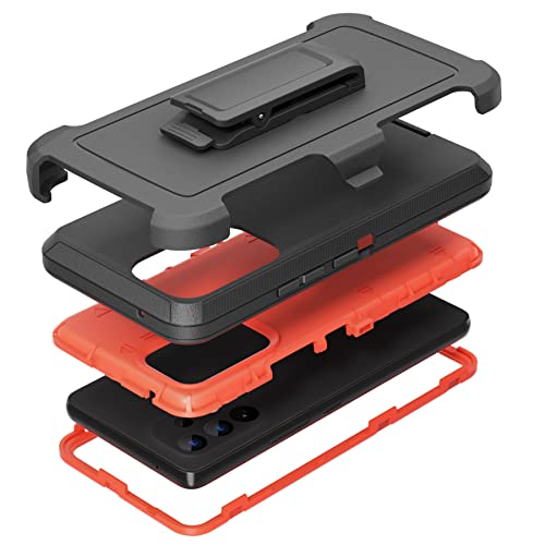 Funda compatible con Samsung Galaxy A53 5G, con clip para cinturón, resistente, resistente a los golpes, protección de cuerpo completo, con función atril, para Samsung Galaxy A53 5G (naranja)