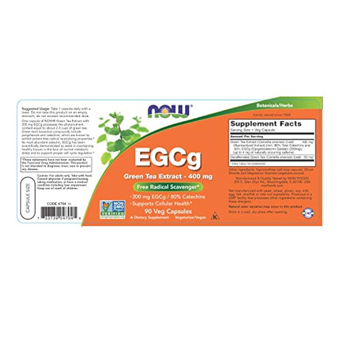 NOW Foods EGCg Extracto de Té Verde 0.014 oz, 4704, 1, 1