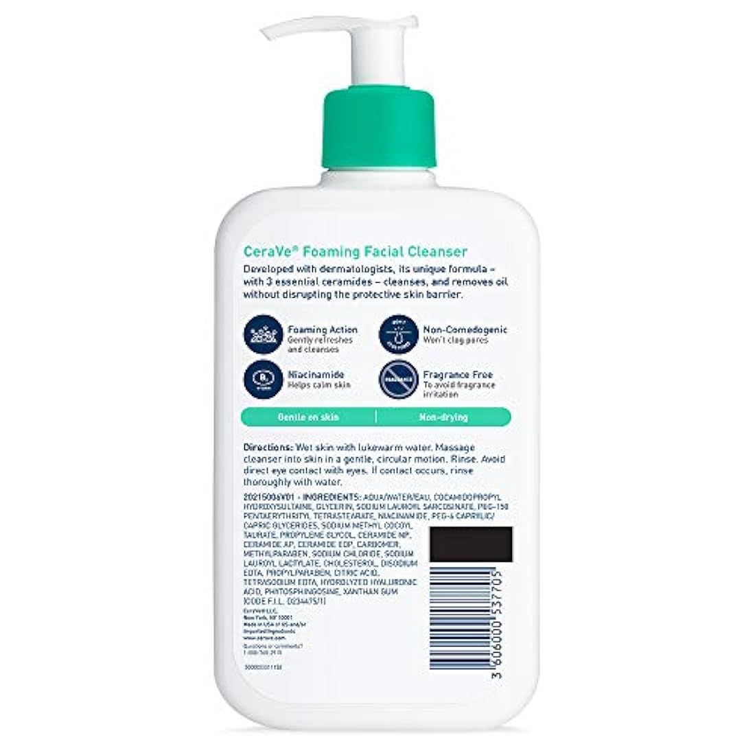 CeraVe Limpiador facial espumoso 16 onzas