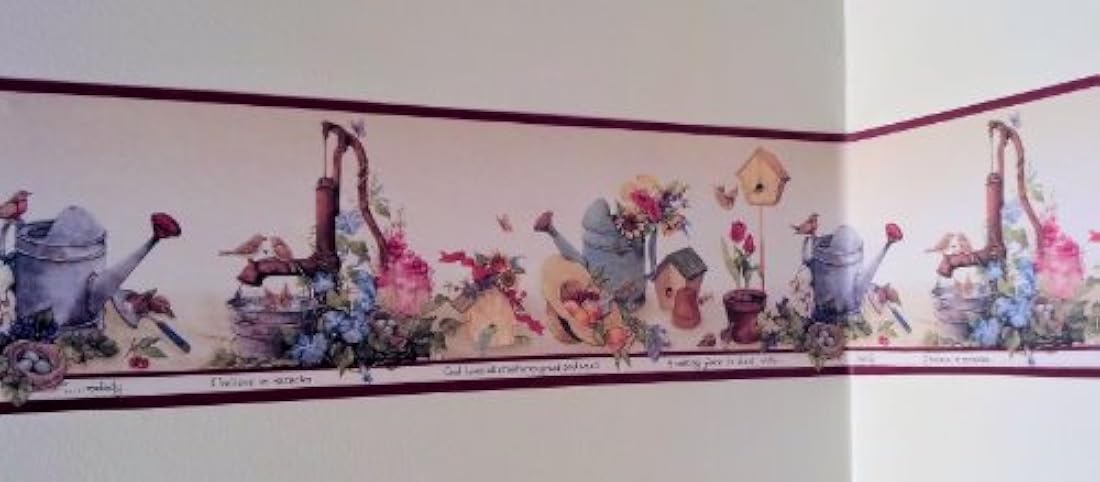 Cenefa pre-pegada decorativa para pared diseño jardín(7)