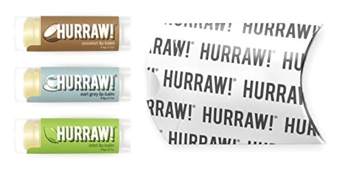 HURRAW! Bálsamo labial orgánico paquete de 3 unidades