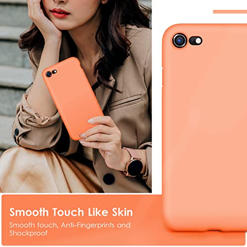 DTTOCASE - Funda para iPhone SE 2022/2020, iPhone 8, iPhone 7, funda de silicona líquida para iPhone SE 8 7 de 4.7 pulgadas, funda protectora colorida suave y sedosa para niñas y mujeres, nectarina