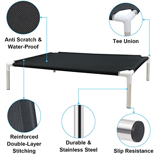 Cama elevada para perros – Cama elevada para mascotas Tensorsine refrescante, cama elevada para mascotas, 33 x 26 x 7 pulgadas de largo, antideslizante, duradera, para perros medianos y pequeños, uso en interiores y exteriores (negro)