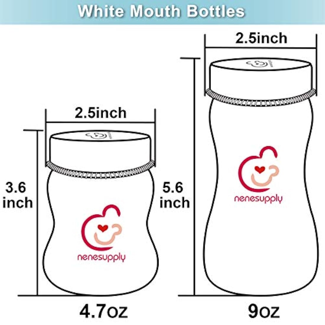botella de almacenamiento de leche materna de boca ancho