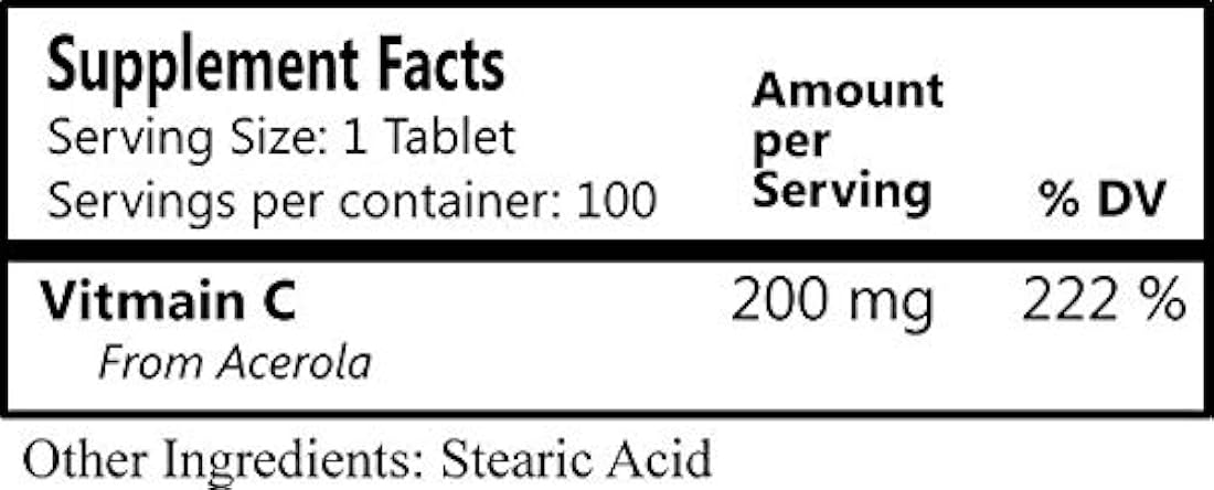 Diario de naturaleza de fabricación C 200 mg de Vitamina C