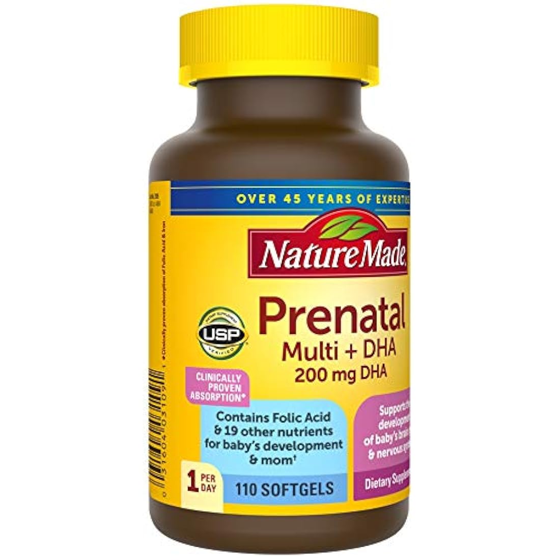 Nature Made Suplemento alimenticio Prenatal 200 mg, 60 cáp