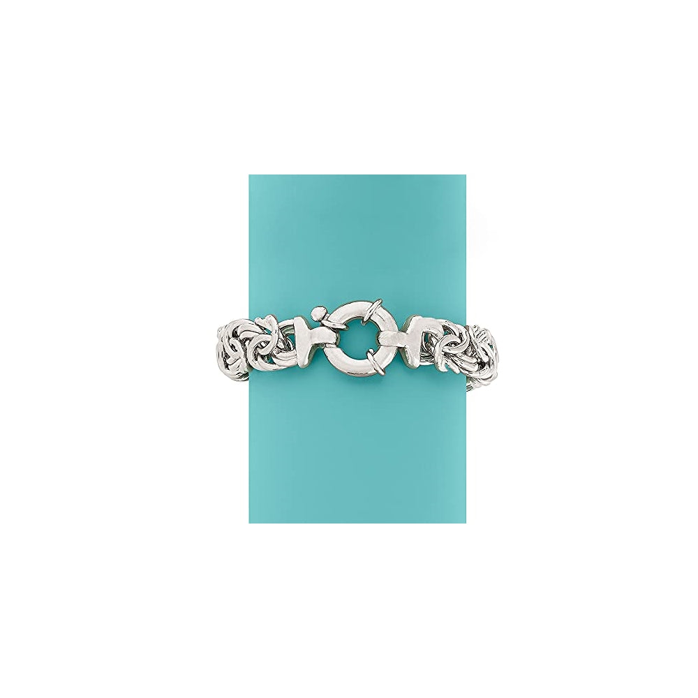 Pulseras bizantina grande de plata de ley italiana