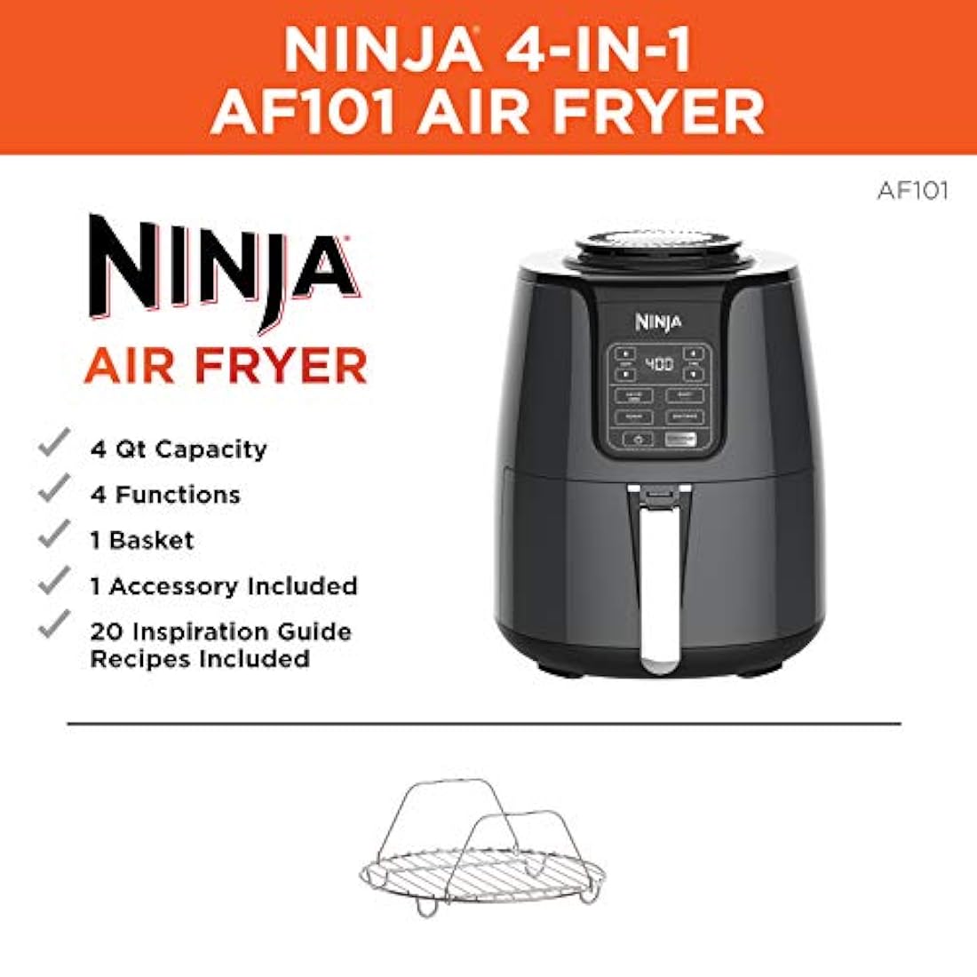 Freidora de aire con capacidad de 4 cuartos de galón