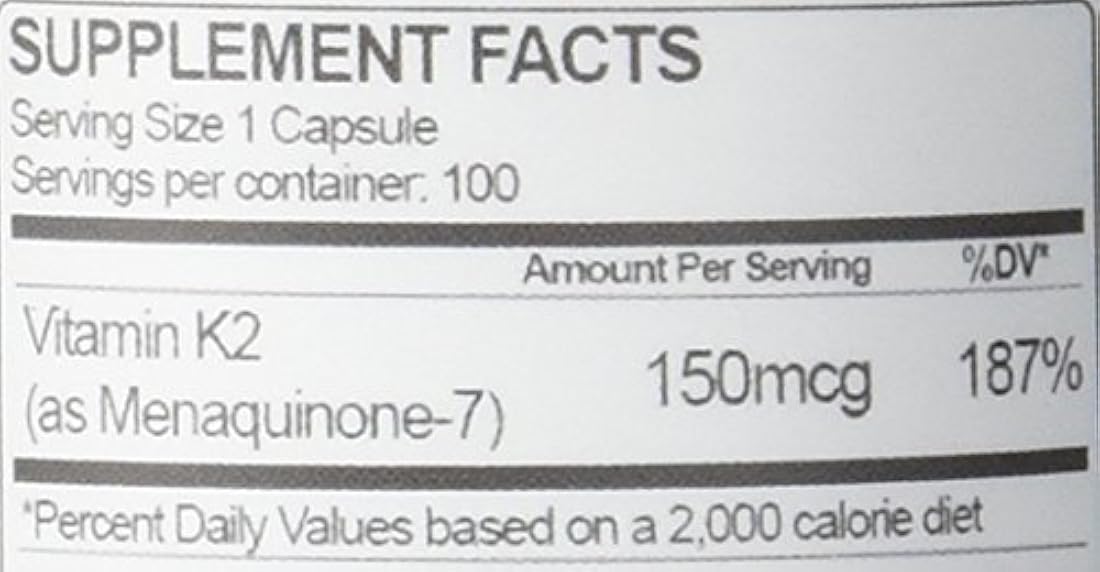 vitamina K2 MK-7 de 150 mcg 100 cápsulas