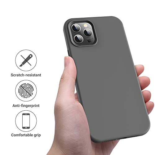 OTOFLY Funda compatible con iPhone 12 Pro Max, serie sedosa y suave al tacto, de goma de silicona líquida suave de alta calidad (gris espacial)