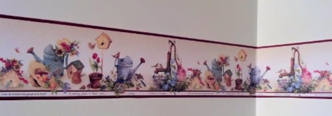 Cenefa pre-pegada decorativa para pared diseño jardín(7)