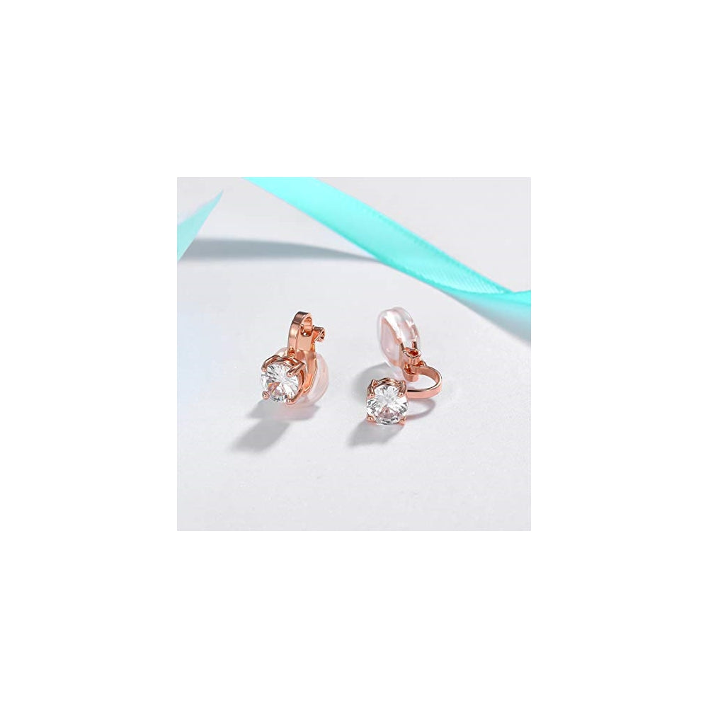 Aretes de tuerca con clip de circonita cúbica