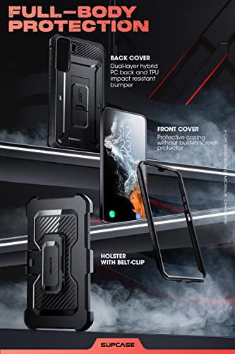 SUPCASE Unicorn Beetle Pro Series - Funda para Samsung Galaxy S22 Plus 5G (versión 2022), cuerpo completo de doble capa resistente con clip para cinturón y soporte sin protector de pantalla integrado (negro)