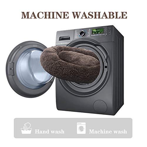 Cama calmante para perros de piel sintética, Marrón MFOX