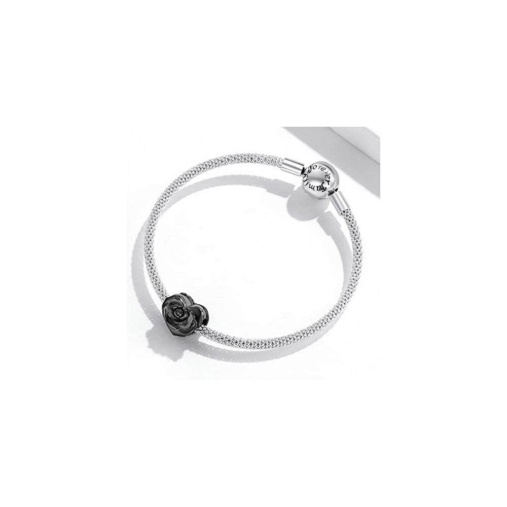 Dijes y Medallas de rosa para pulseras de plata de ley