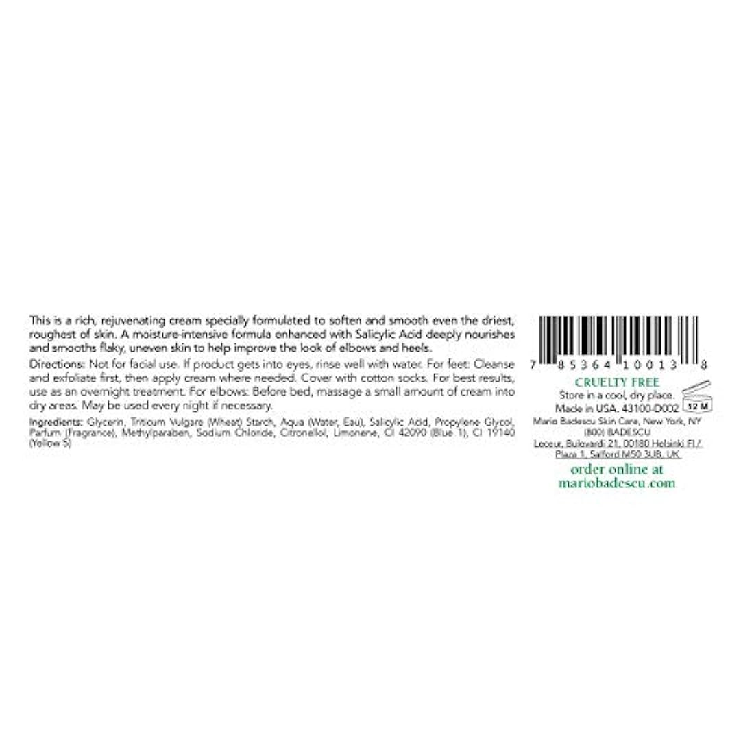 Mario Badescu Codo & talón Suavizar la crema, 2 oz.