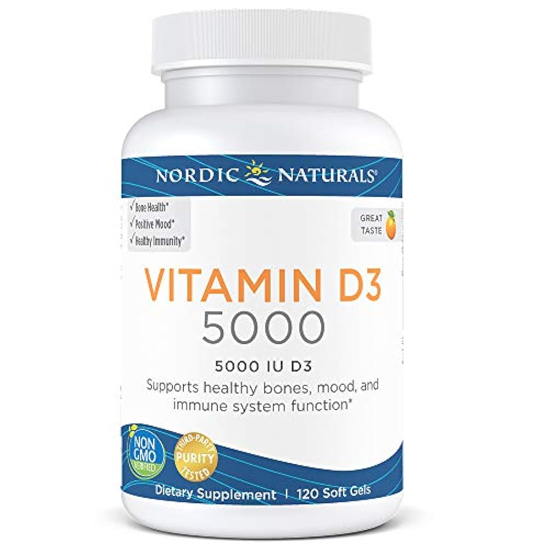 Vitamina D3 5000 UI Softgels Naranja, P32749, 120, 1