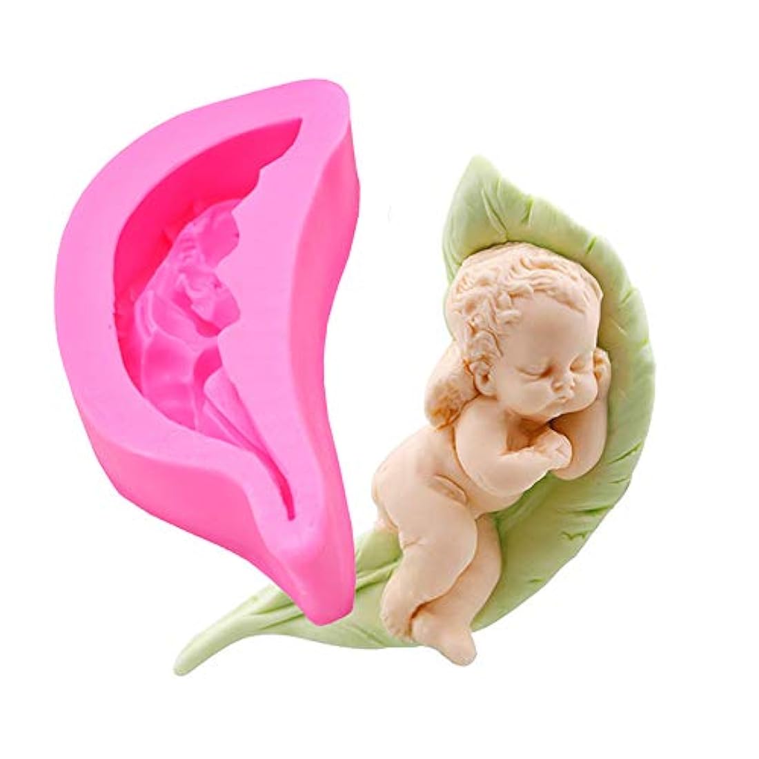 HiParty - Molde de silicona con alas, diseño de ángel de dormir, para decoración de tartas, chocolate, caramelo, jabón y arcilla