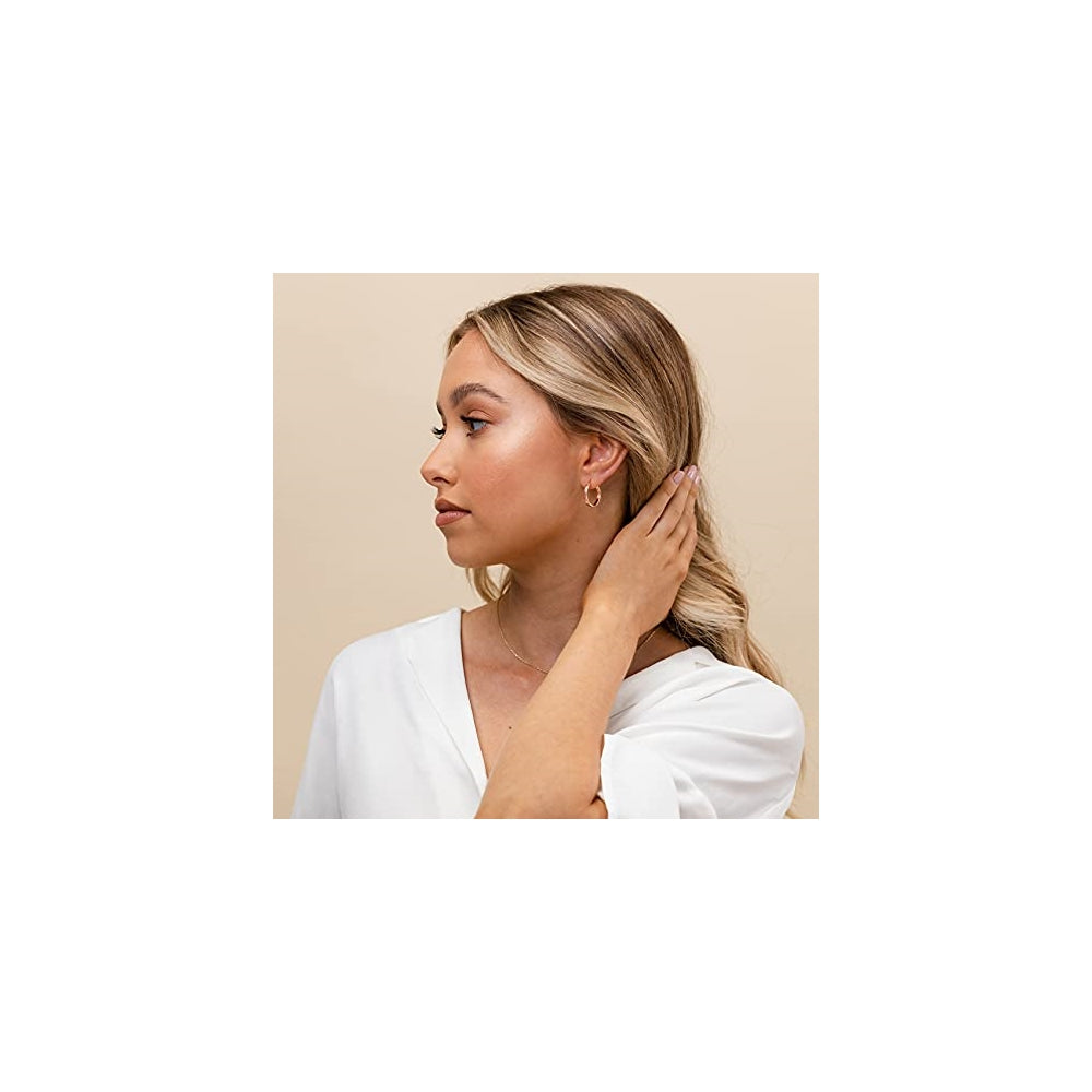 Aretes de aro de plata chapada en oro de 14 quilates