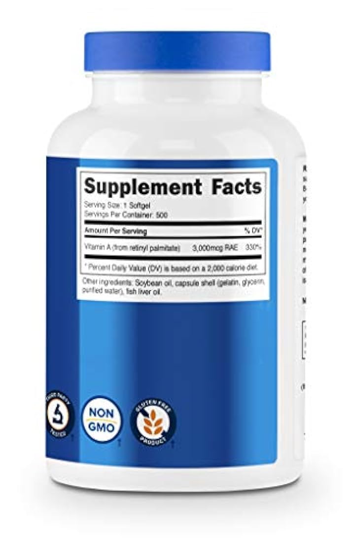 Nutricost Vitamina A 10.000 UI, 500 cápsulas de gel suave