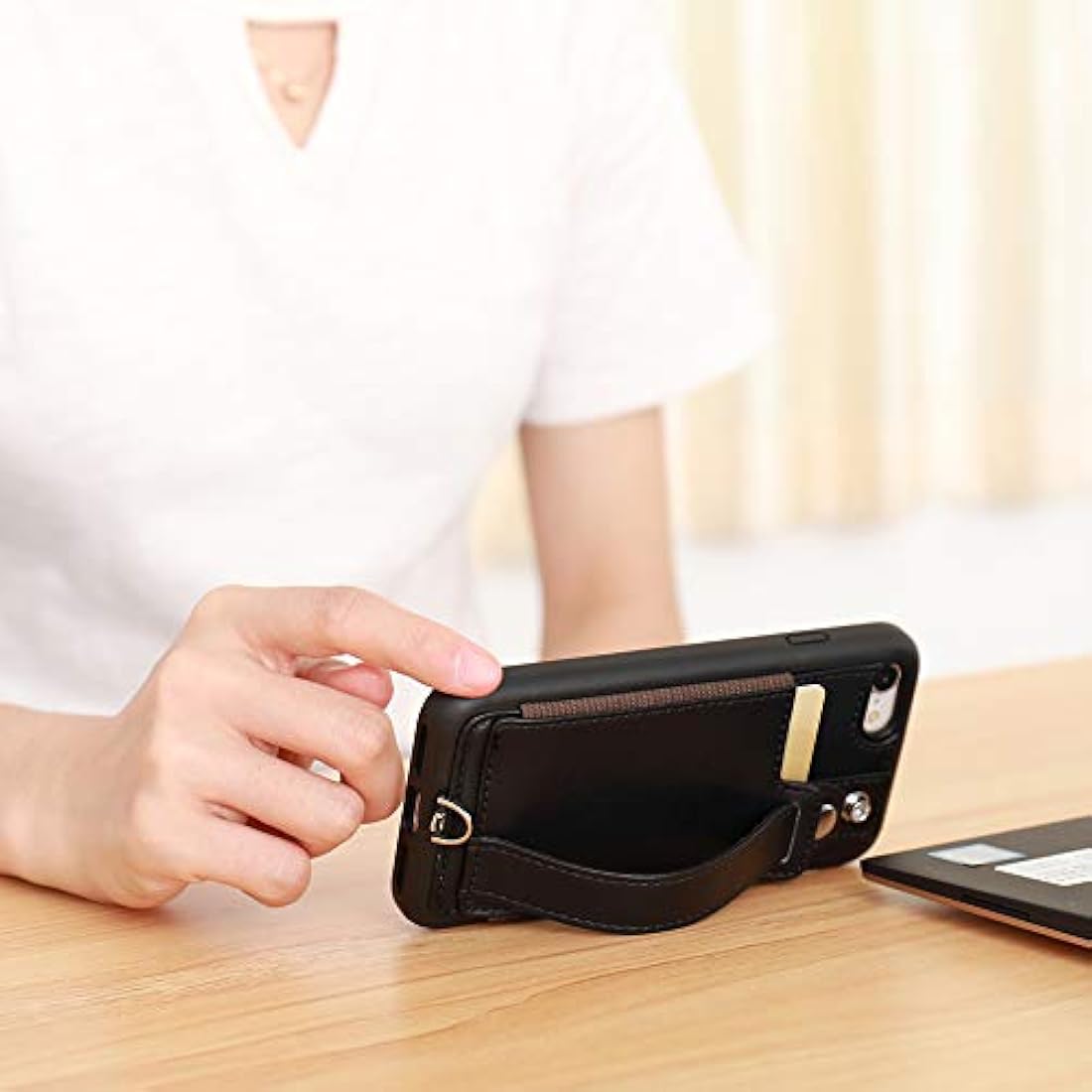 TOOVRE- Funda tipo cartera para iPhone 7/8, TPU con atril