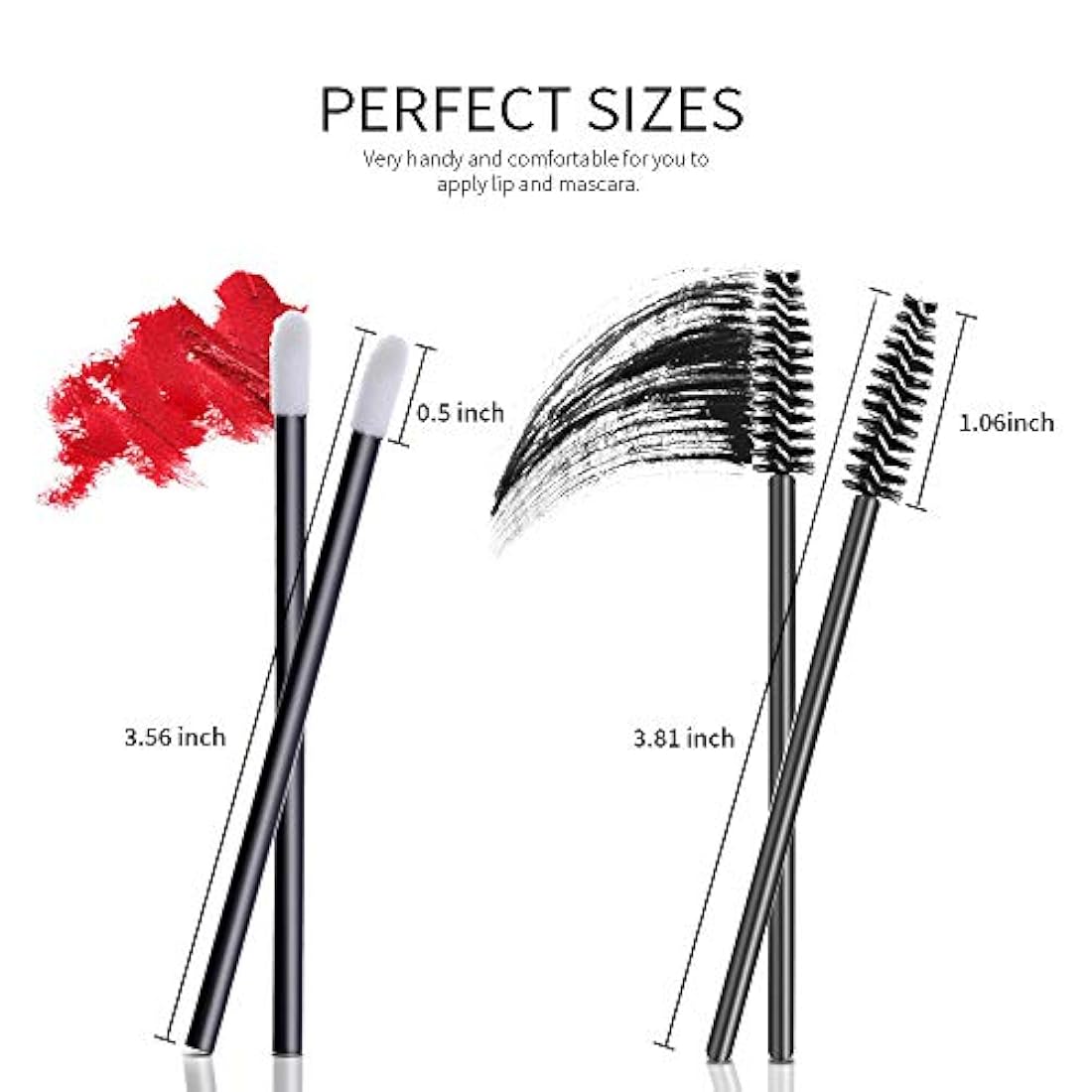 Aplicadores de maquillaje desechables, Teenitor 100 unidades de lápiz labial aplicador varitas y 100 unidades de pestañas pestañas pestañas brillo labial probador de labios pestañas cepillo de maquillaje de Halloween