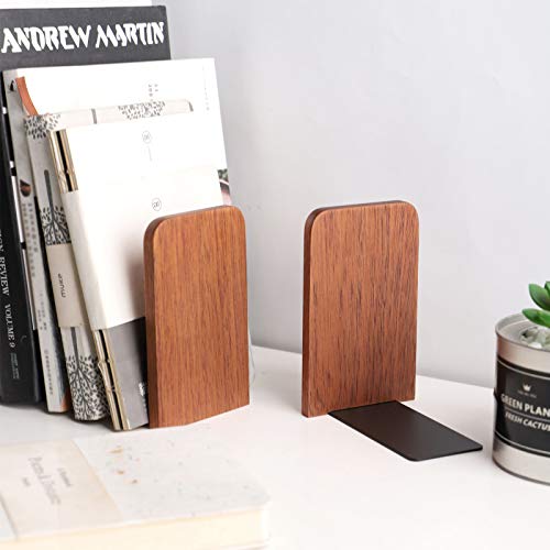 Muso Wood Sujetalibros antideslizantes, soporte de madera resistente para libros y películas (Sapele 1 par)