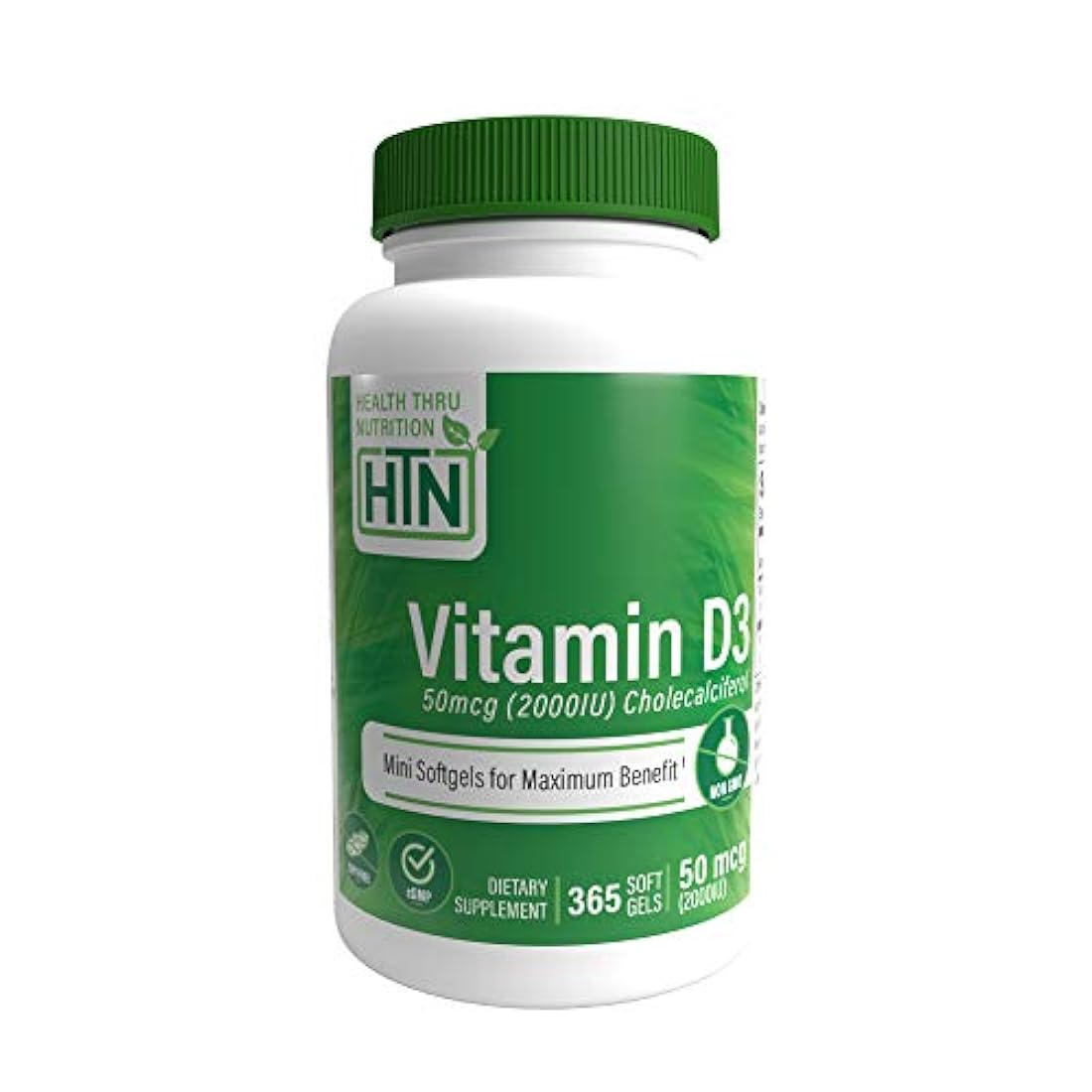 Vitamina D3 2000 UI (50 mcg), 365 mini softgels sin soja