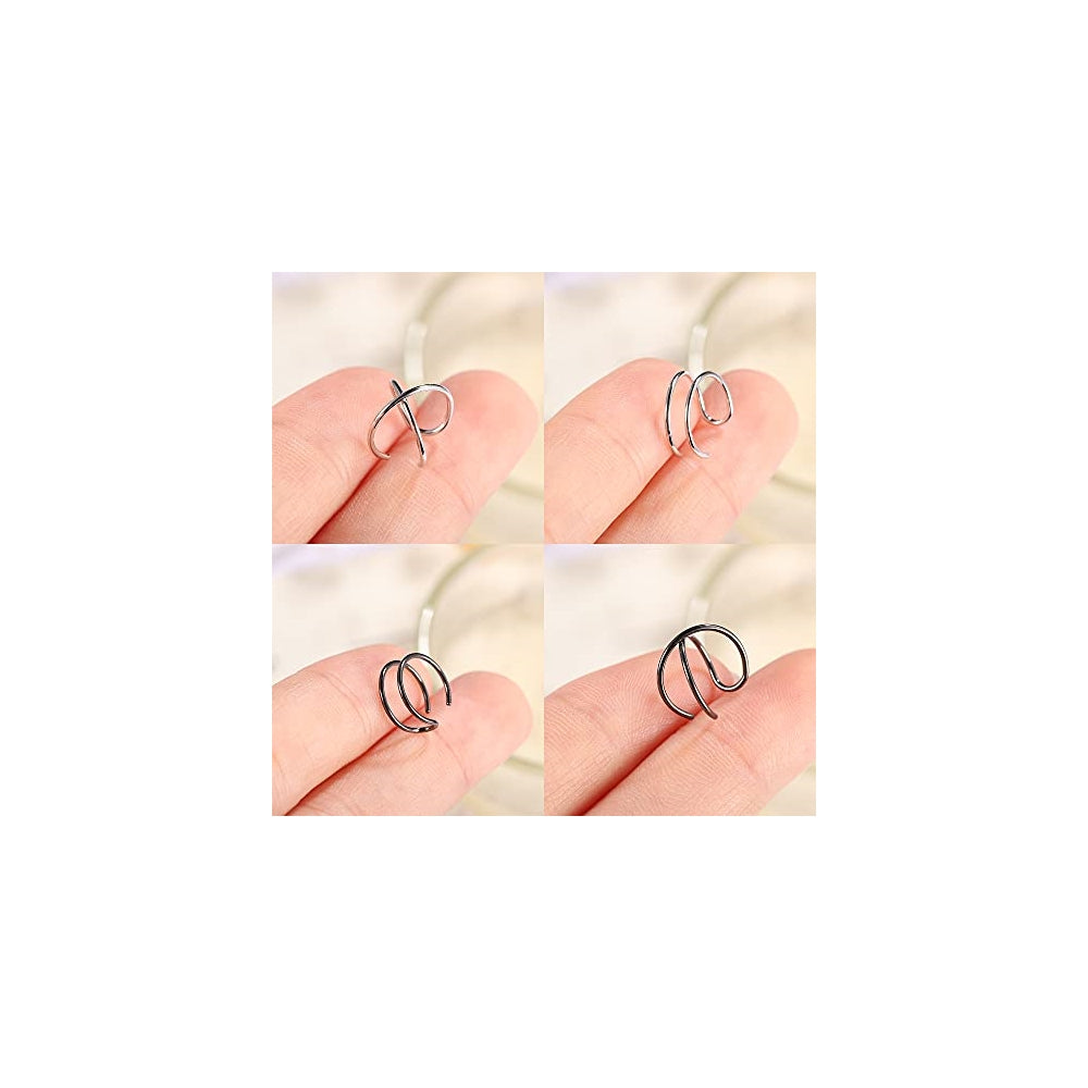 Aretes de plata para orejas simples sin perforación