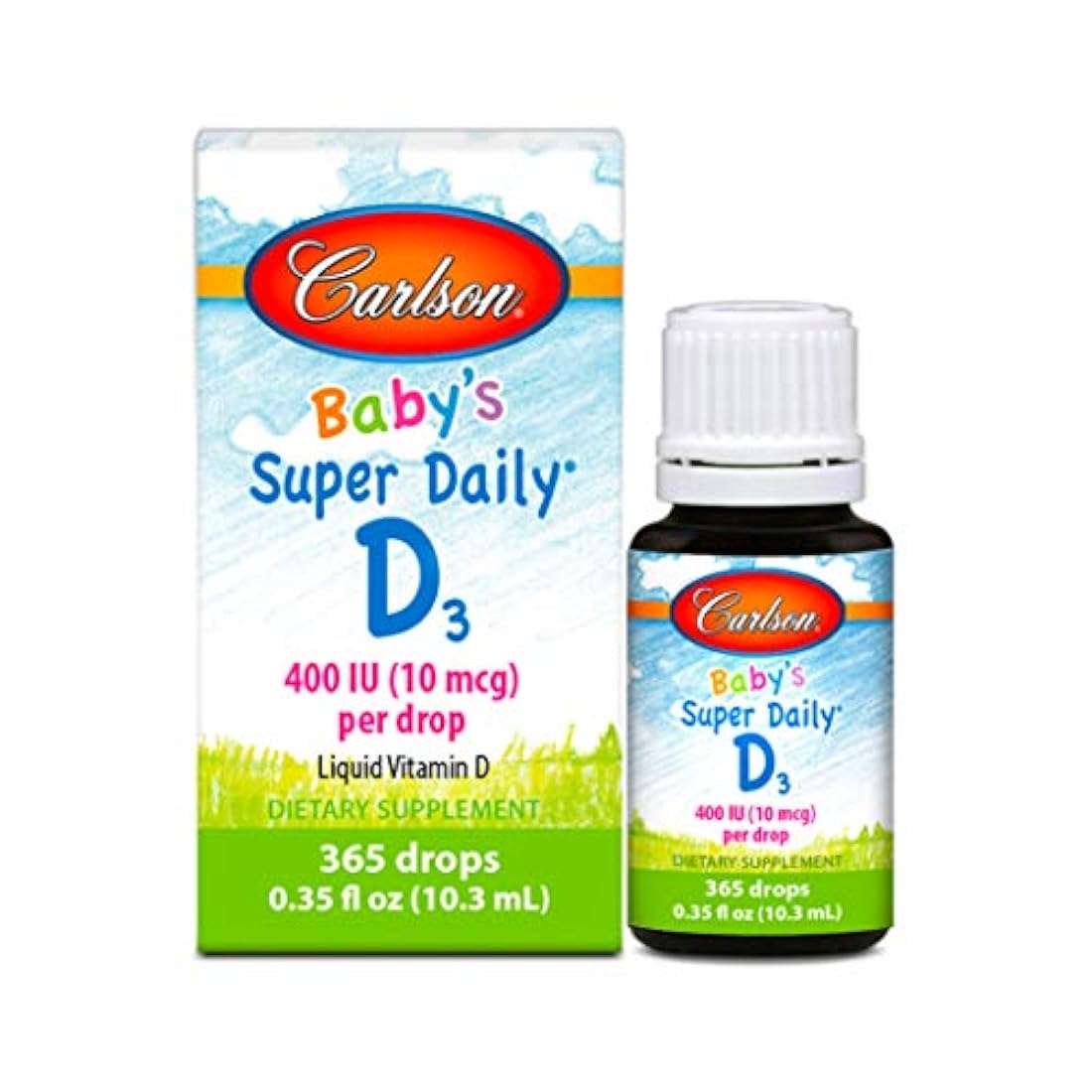 Super Daily D3, Bebé Vitamina D Gotas, 400 UI (10 mcg)