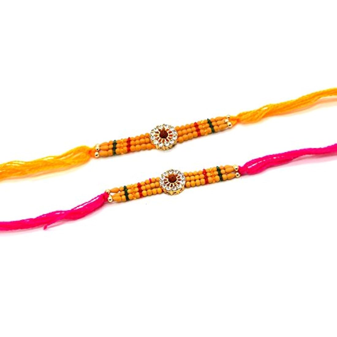 Set de dos Rakhi, piedra con hilo Rudraksha-IndiaBigShop