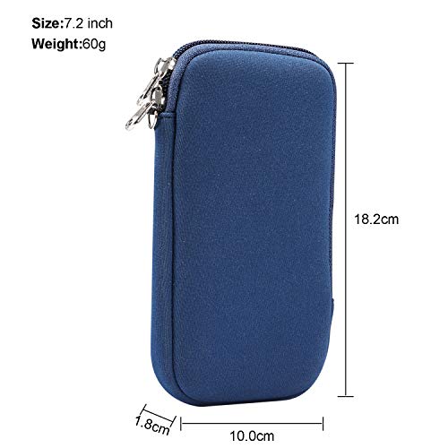 Funda de neopreno con cremallera para teléfono celular, con cordón para el cuello, para Samsung Galaxy S22 Ultra S21 Ultra S20 Plus A03S A21s A13 A12, Moto G Pure G Stylus 2021, OnePlus 9 Pro, BLU, TCL (Azul-XL)