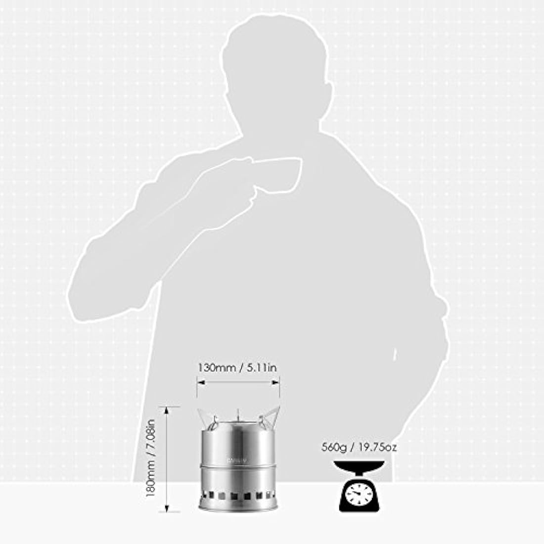 estufa de leña portátil, de acero inoxidable, estufa