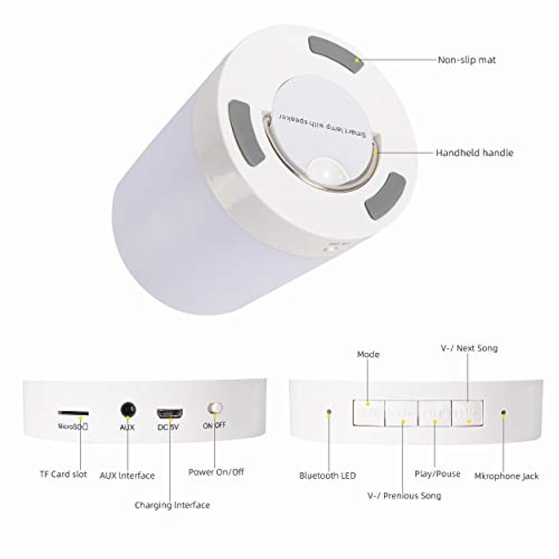 BEIGE Altavoz Bluetooth Luces nocturnas, Altavoces