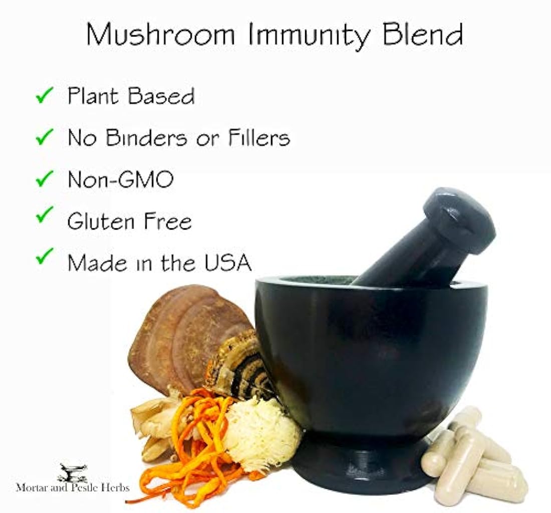 Cápsulas de hongos para hierbas mortero y pestle