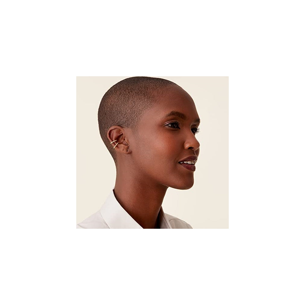 Aretes a presión de plata chapados en oro para mujeres