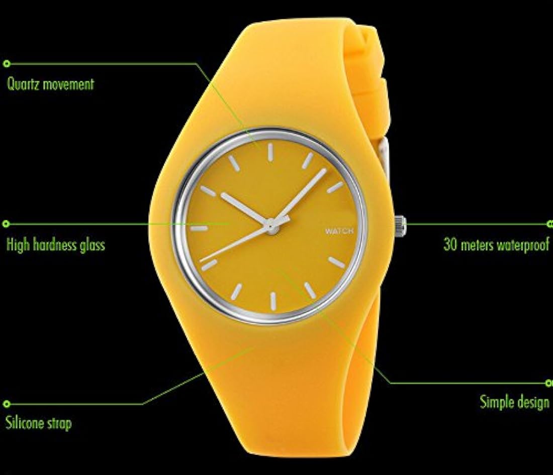 Gosasa Casual Simple Estilo Correa de Silicona Mujeres Hombres Relojes Deportivos 98.4 ft Impermeable