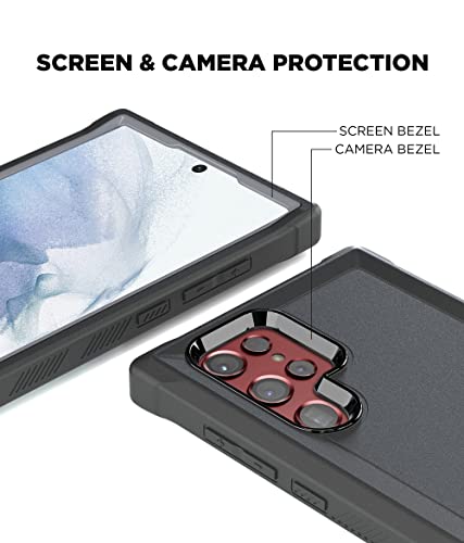 MOTIVE Bunker Series - Funda ultra resistente para Samsung Galaxy S22 con clip para cinturón, funda resistente de grado militar, color negro