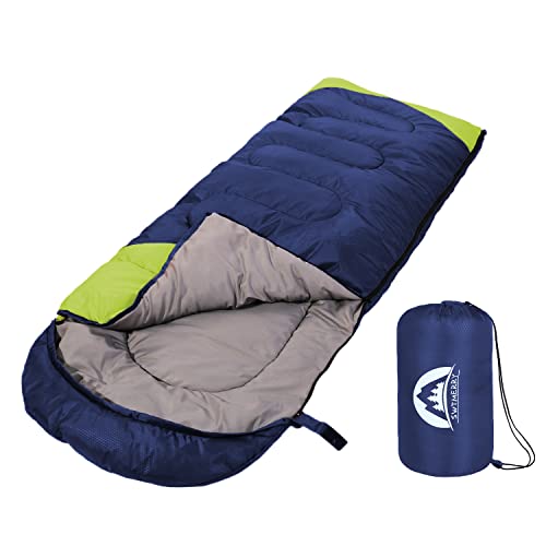 Saco de dormir 3 estaciones (verano, primavera, otoño) clima cálido y fresco, ligero, impermeable, uso interior y exterior para niños, adolescentes y adultos para senderismo y acampar.