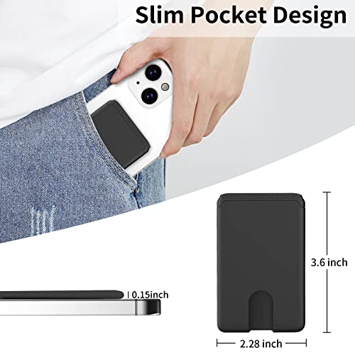 Senose - Soporte para tarjetas de teléfono, silicona para teléfono, soporte para tarjetas de crédito, funda para tarjeta de identificación compatible con iPhone 13/12 Pro Max Samsung Galaxy Smartphone, paquete de 3 (negro)