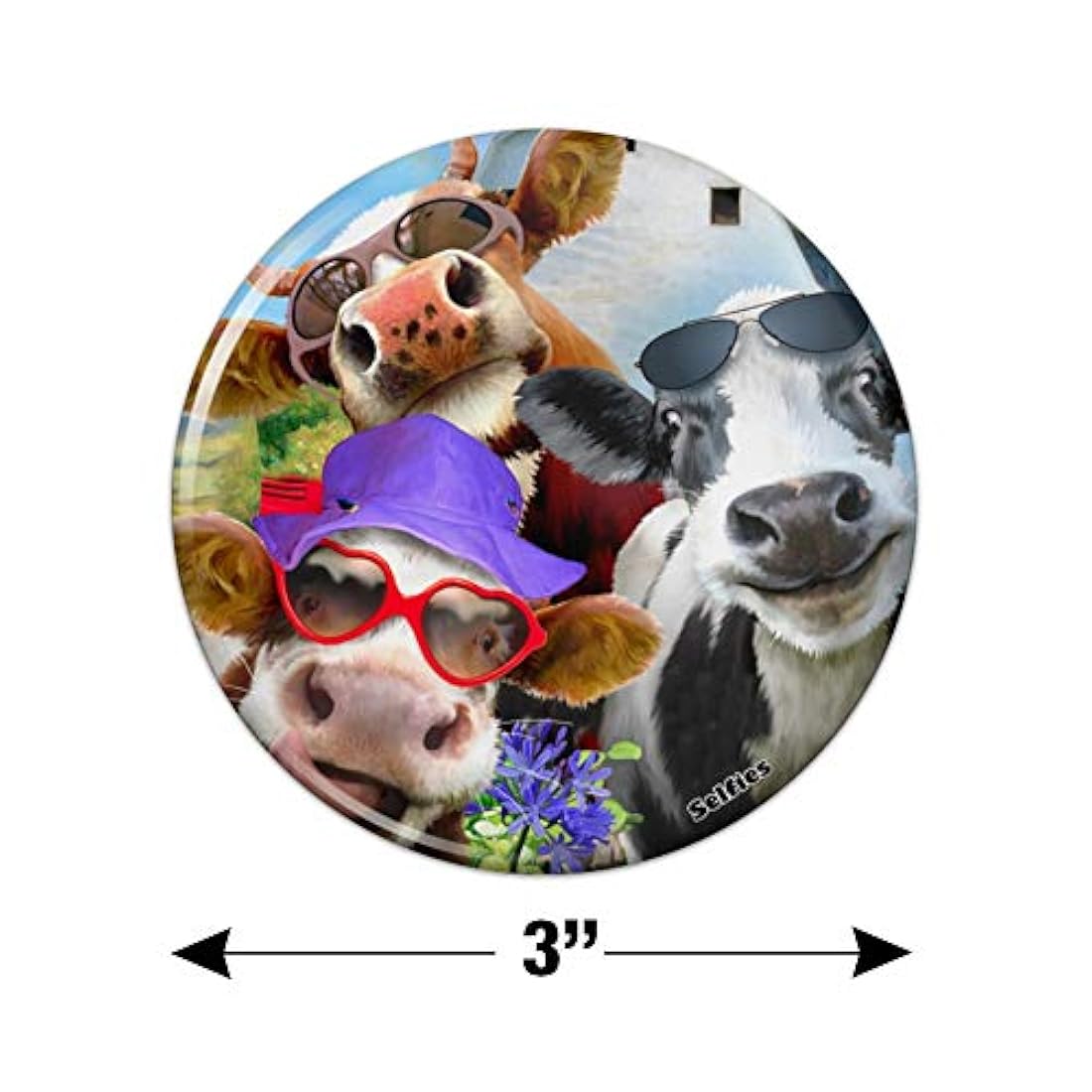 Imán de botón para nevera - Udderly Cool Cow Farm Selfie