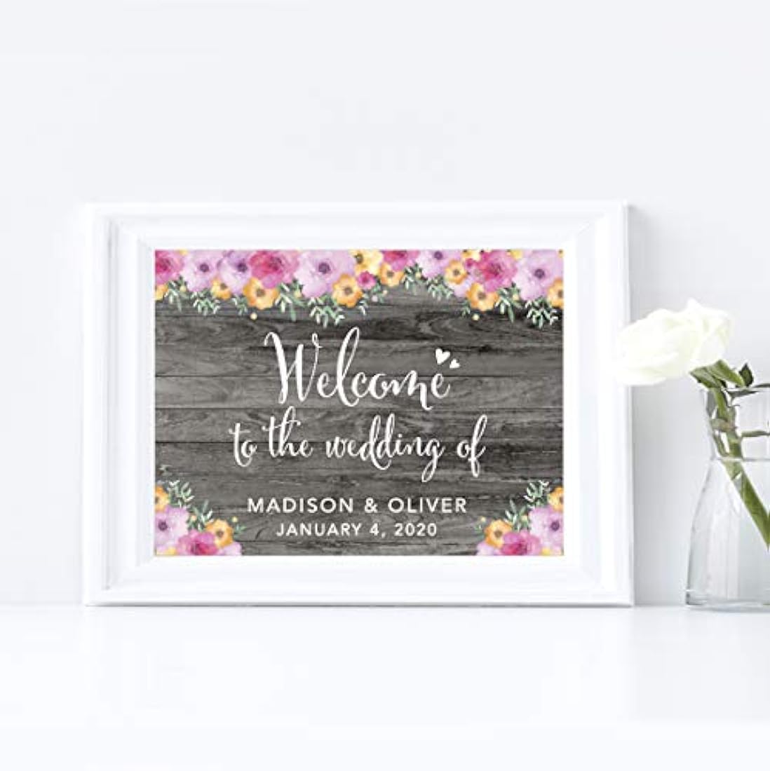 Señales personalizables para boda, diseño de flores