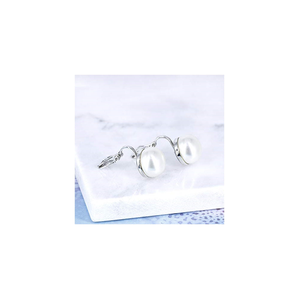 Aretes Clip de perlas de agua dulce simuladas para mujeres