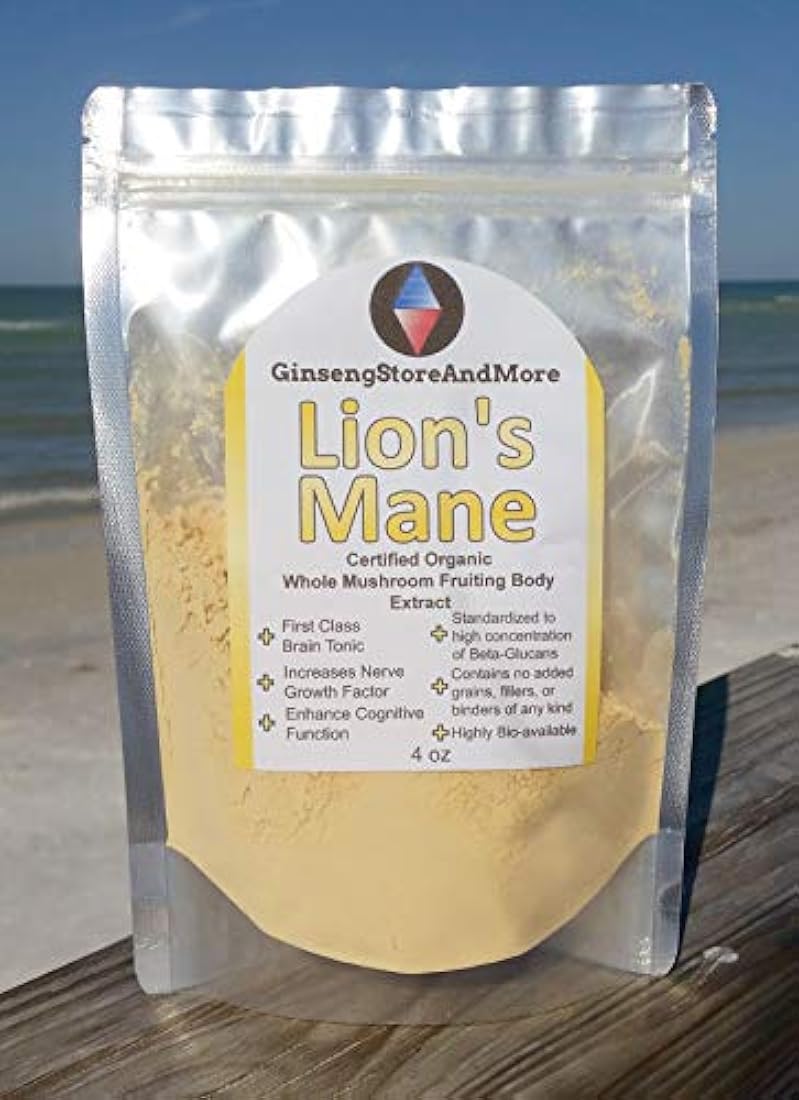 Seta orgánica de melena de león de 4 oz extraída de cuerpos