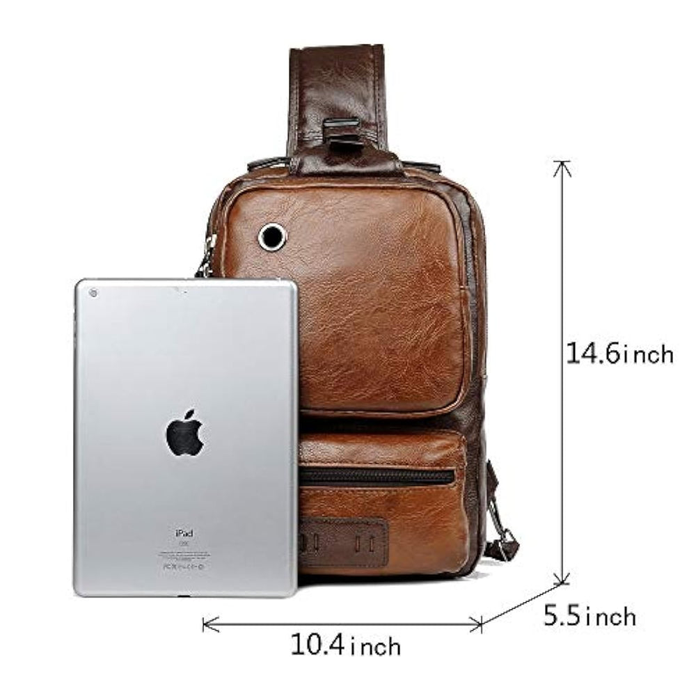 Bolso bandolero de piel para hombre color marrón. SDIYABOLO