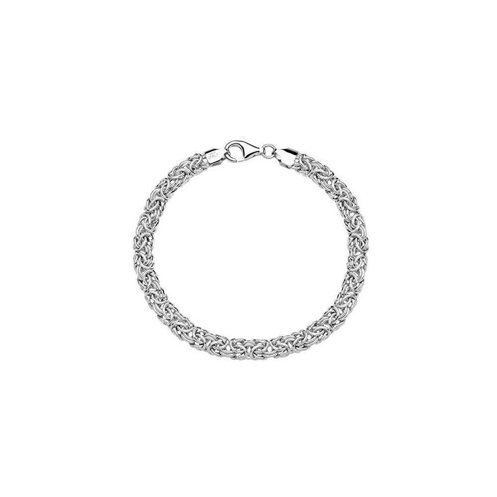 Pulseras y tobilleras bizantina italiana de plata fina