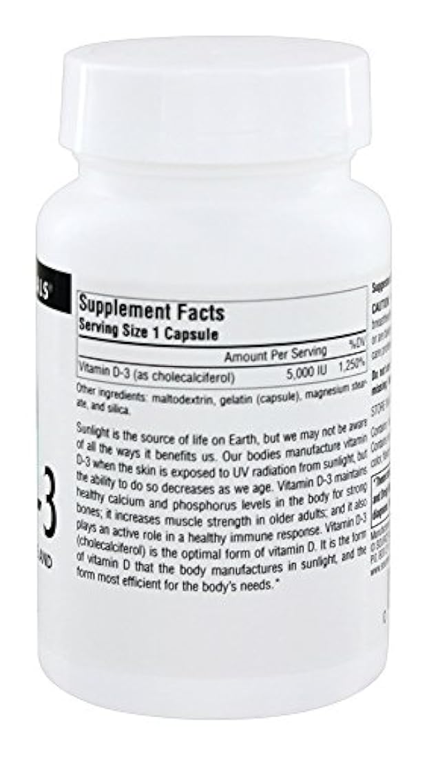 Vitamina D3 5000 IU Source Naturals, Inc. 60 caps